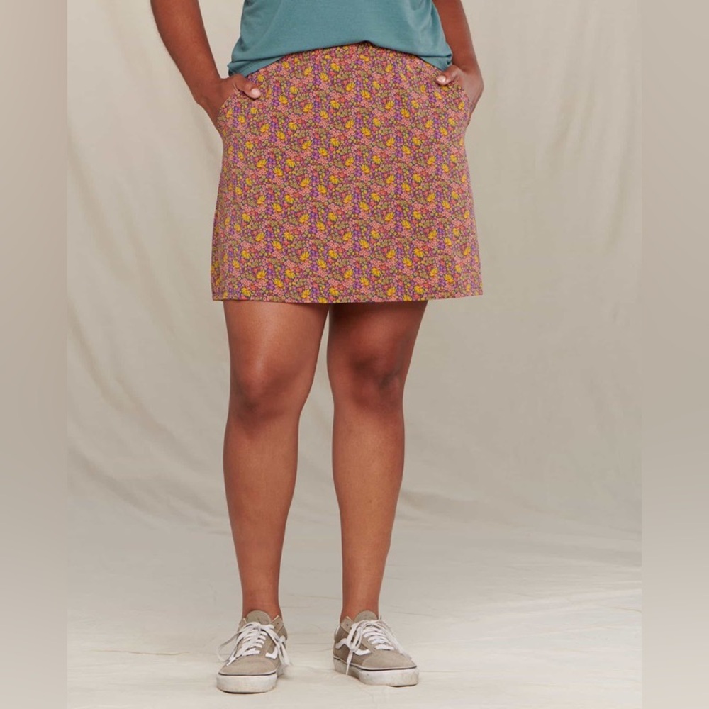 Toad&Co Sunkissed Weekend Skort Micro Floral Sz Small skirt shorts navy red   23
